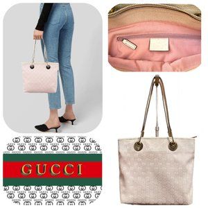 BNWT Gucci Tote Bag White Leather 572768 Vintage Logo Print Women/Men  Unisex 